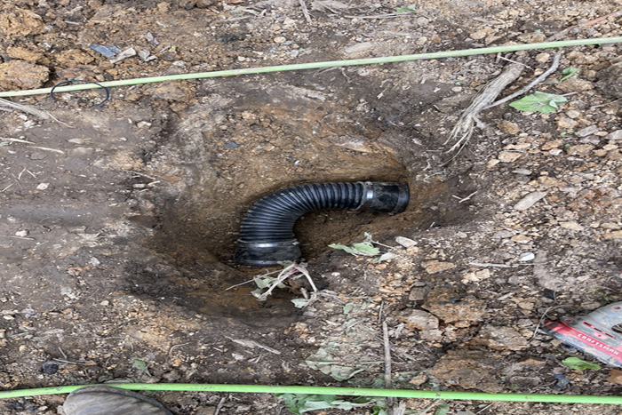 Buried flexible sewer pipe section for drainage repair